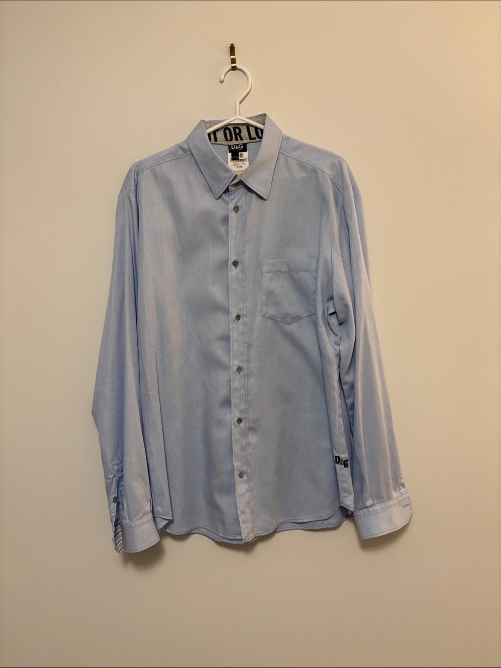 D&G Light Blue Men’s Dress Shirt with Chest Pocket